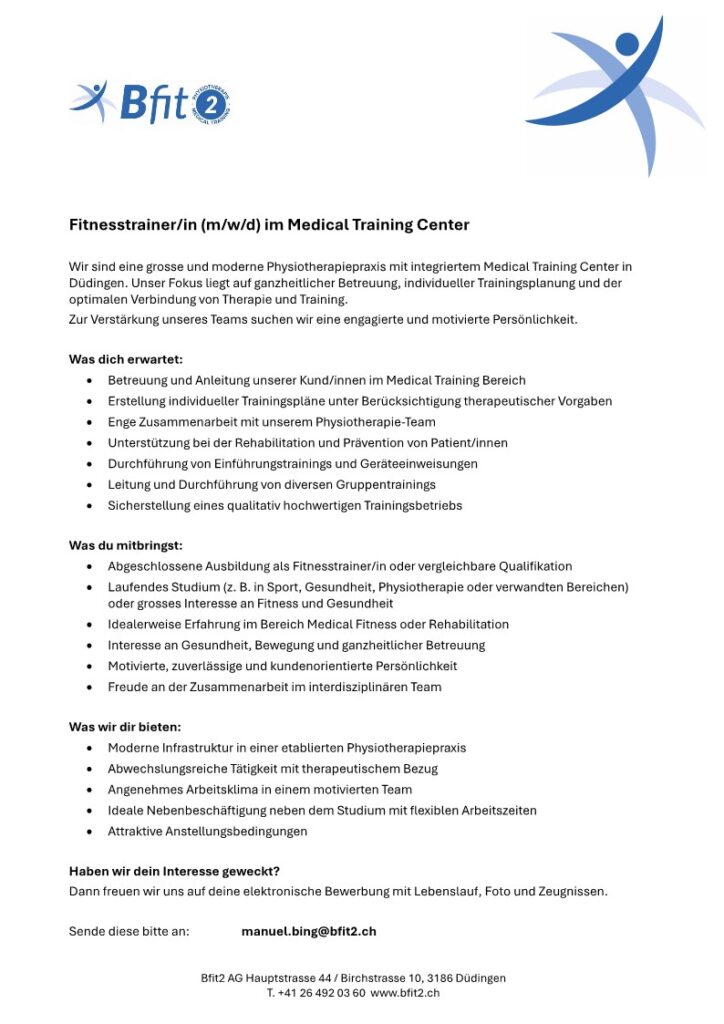 Stelleninserat Fitness 1