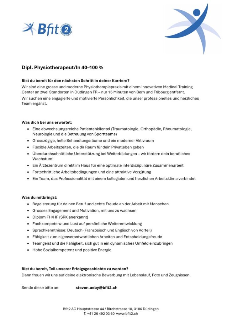 Stelleninserat Physiotherapie 1